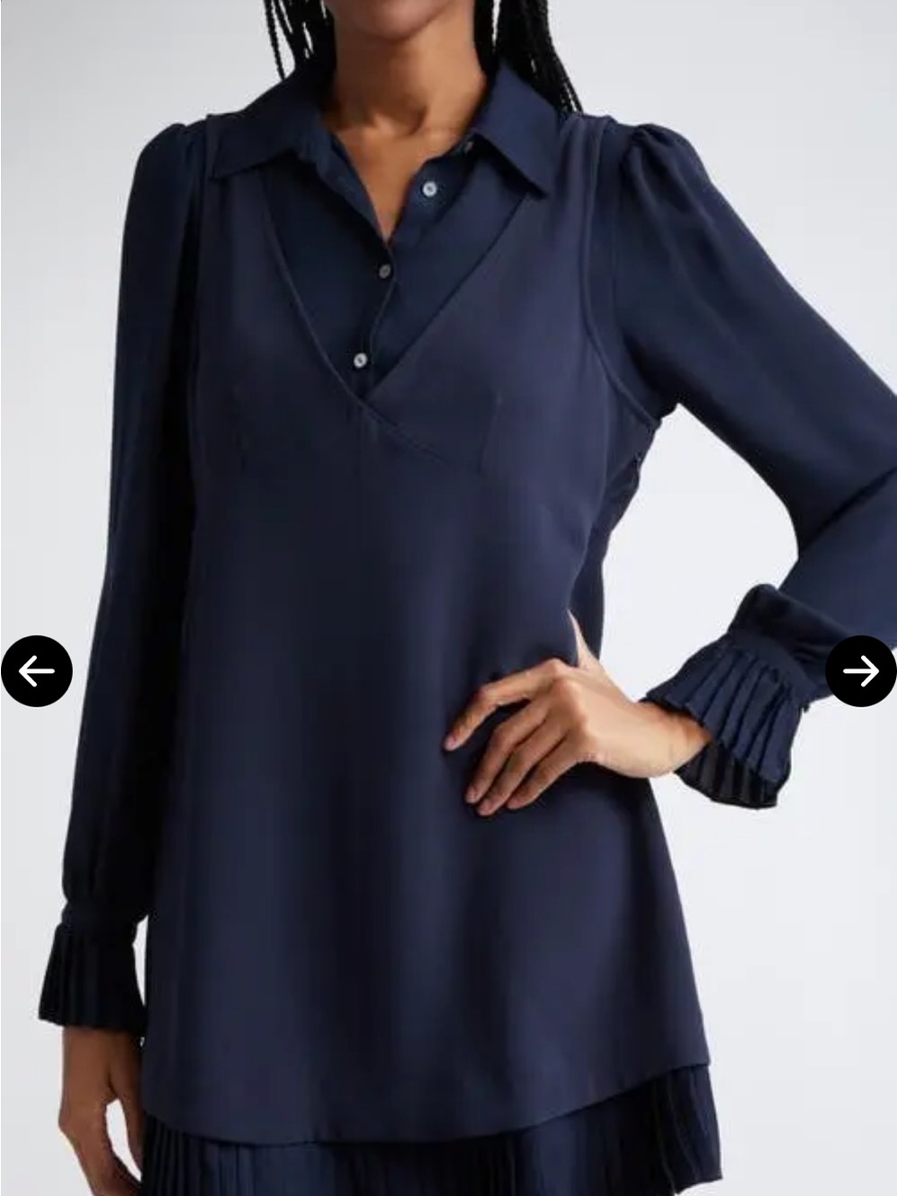 NWT cinq a sept Navy Layered V-Neck Mini Dress